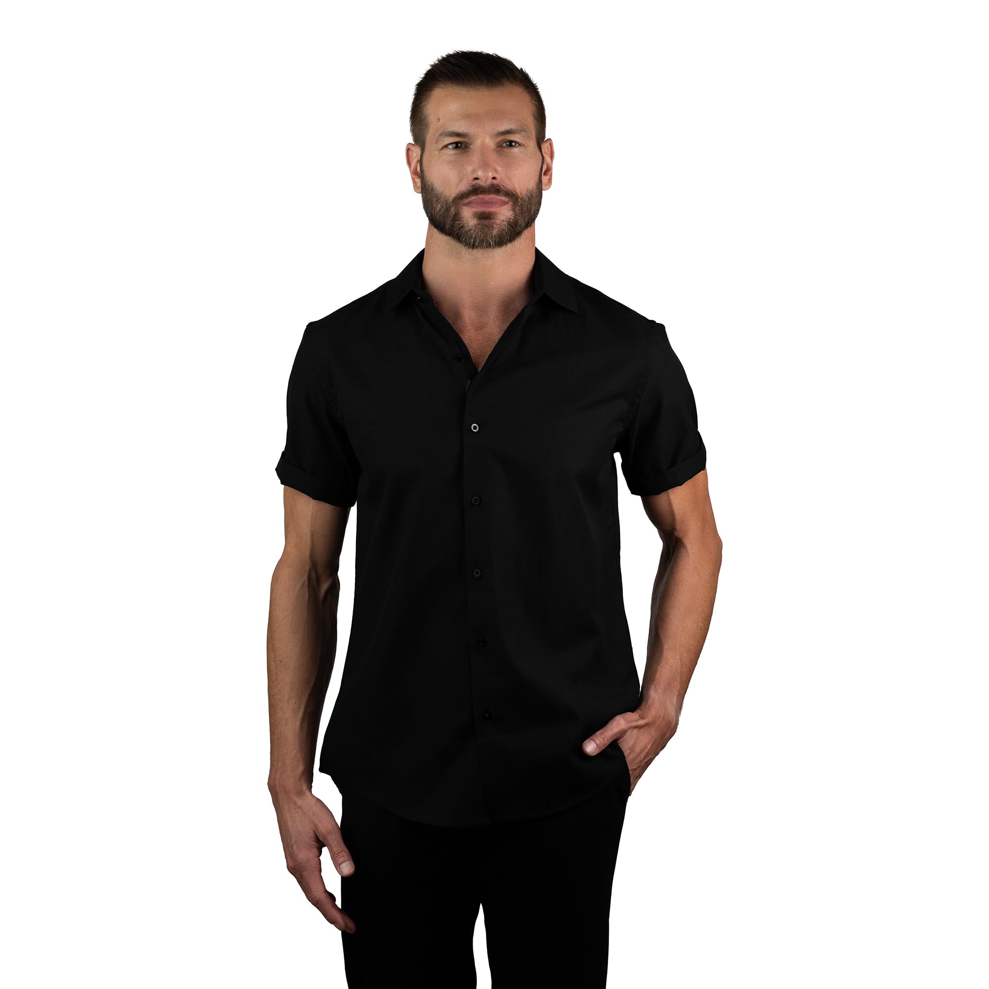 Nautica Slim Fit Short Sleeve Cotton Linen Touch Shirts for Men Wrinkle Resistant Lightweight Summer Shirt