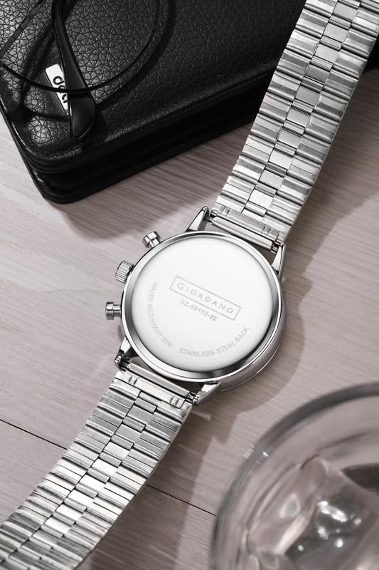 Image of Giordano Analog Chronograph Watch for Men - Round Dial, Date Display Function, Quartz Movement, Water Resistant, Stainless Steel Case & Strap - GZ-50153