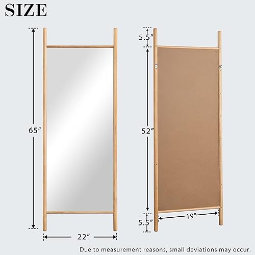 Miniatura 6 de NeuType - Espejo de cuerpo entero, 65 x 22 pulgadas, espejo rústico con forma de escalera para inclinar sobre el suelo con marco de madera, espejo