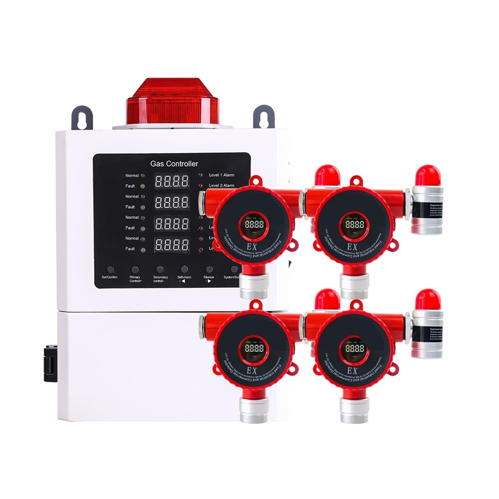 Gas Detector, Industrial Gas Leak Detector Kit - Combustible, CH4, LPG, Explosion-Proof, Toxic Alarm(LEL four channel)