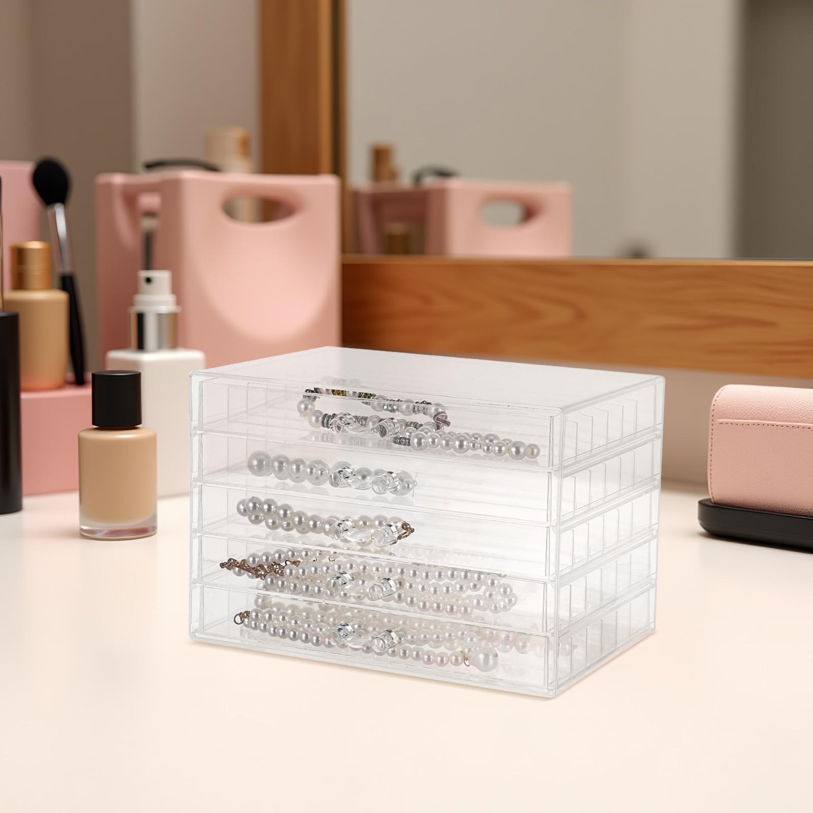 Caja Organizadora de Collares 5 Cajones de Plástico