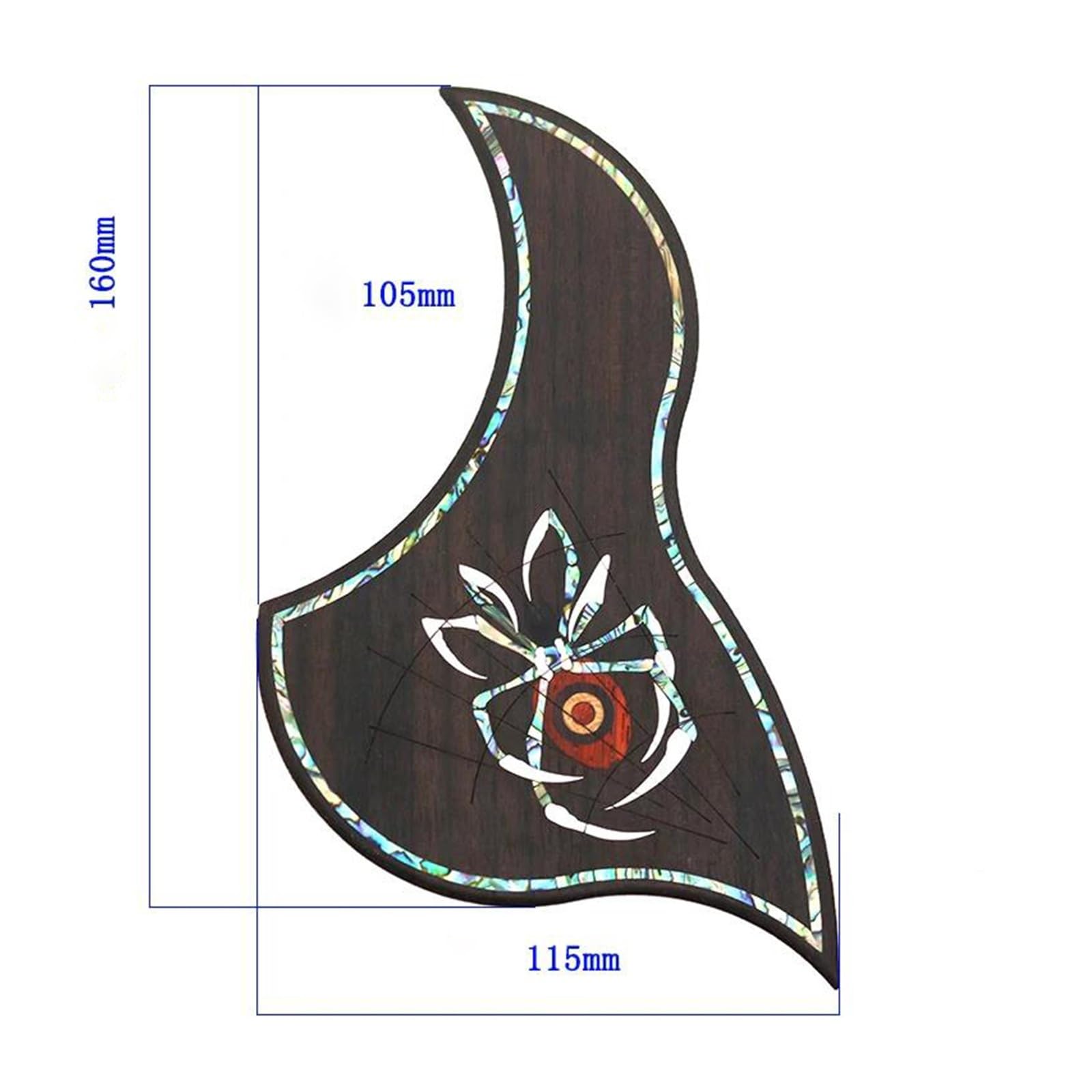 Golpeador para Guitarra Acústica Guitarra Acústica Folk, Palisandro Con Incrustaciones De Concha, Golpeador, Pegatina Autoadhesiva Para Protector De Púas