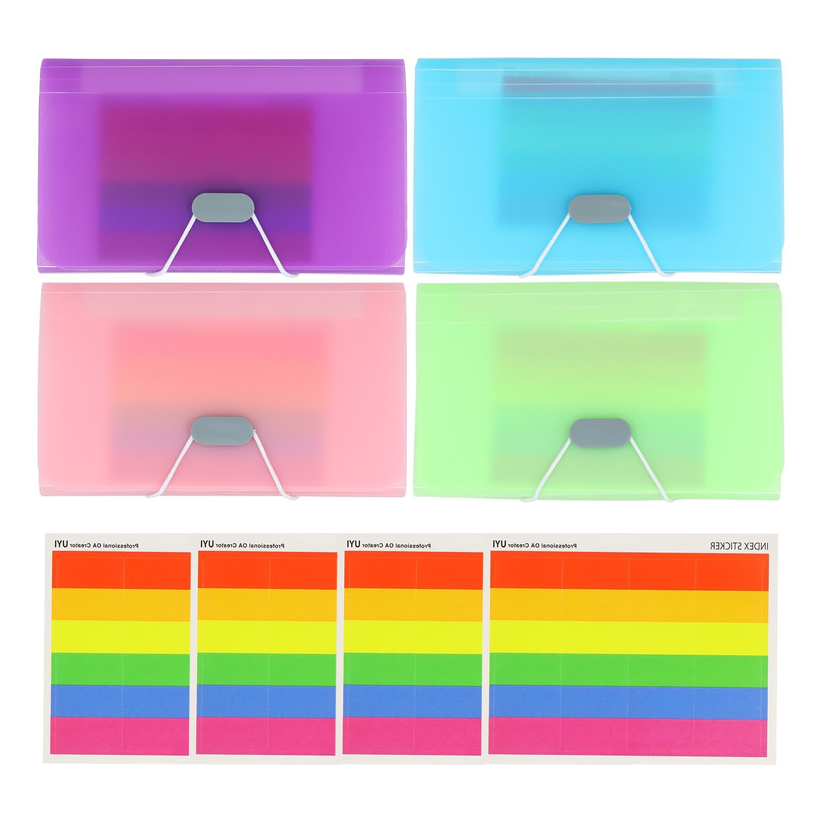 Lot De 4 Organisateurs De Documents A6 - 13 Compartiments - Fichier Accordéon Extensible Avec Étiquettes - Pour Factures, Cartes, Chèques