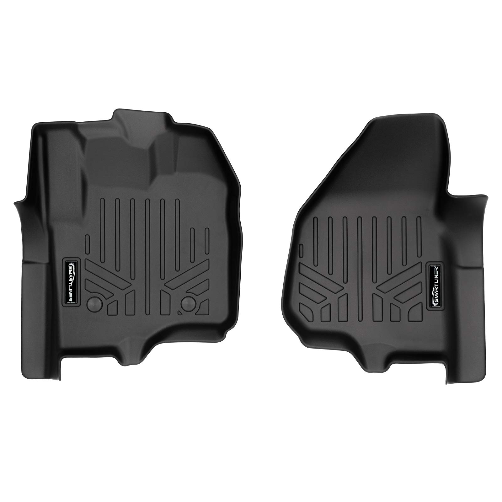 MAXLINER Floor Mats 1st Row Liner Set Black Compatible with 2012-2016 F-250/F-350/F-450/F-550 Super Duty with Raised Drivers Side Pedal