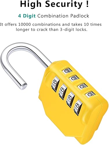 Miniatura 2 de ZHEGE - Candado de combinación de 4 dígitos reajustables para exteriores, a prueba de la intemperie, para gimnasio, escuela, puertas y