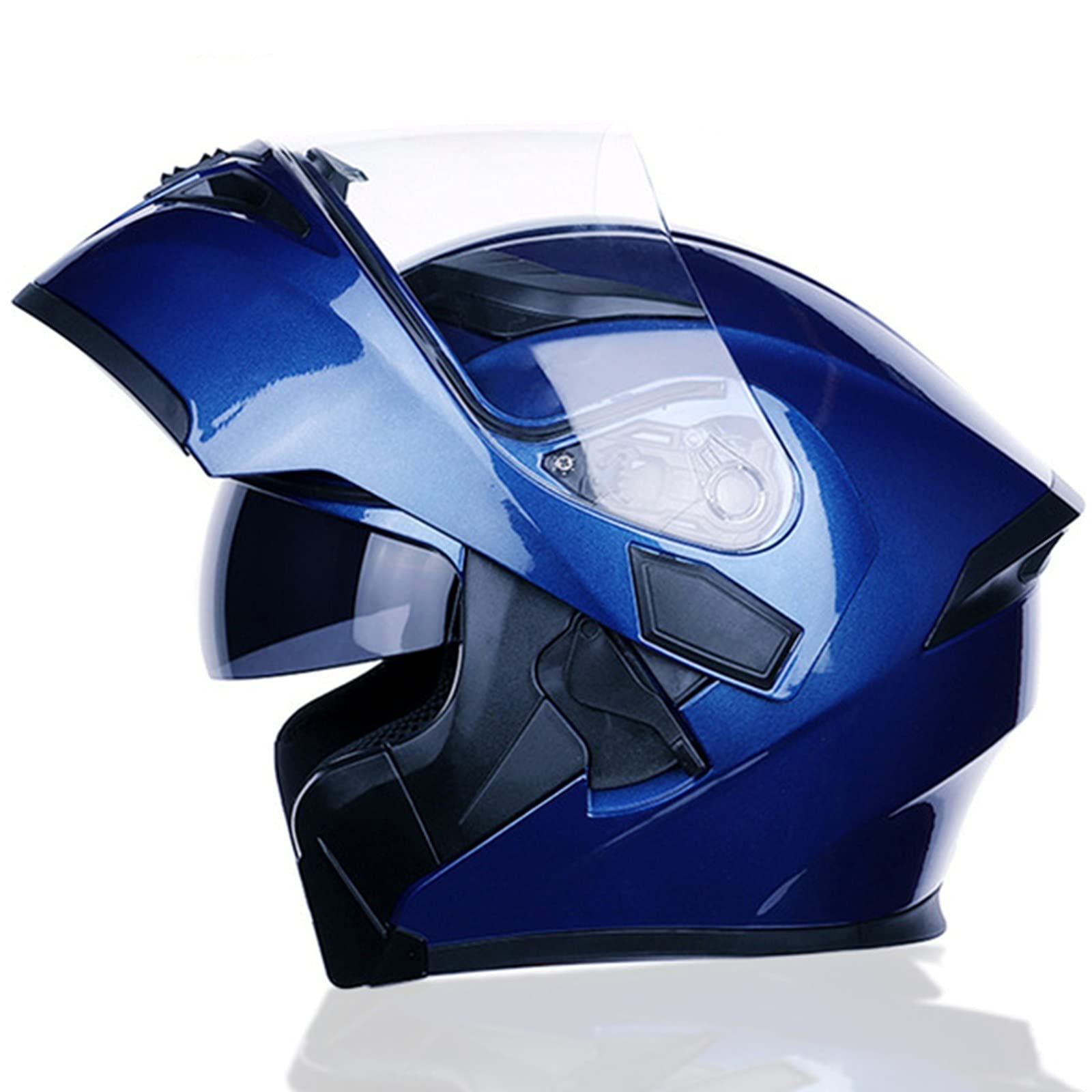 Casco Apribile Modulare Con Doppia Visiera, Integrale Omologato DOT/ECE Per Moto - Per Uomini E Donne Adulti - Blue, L
