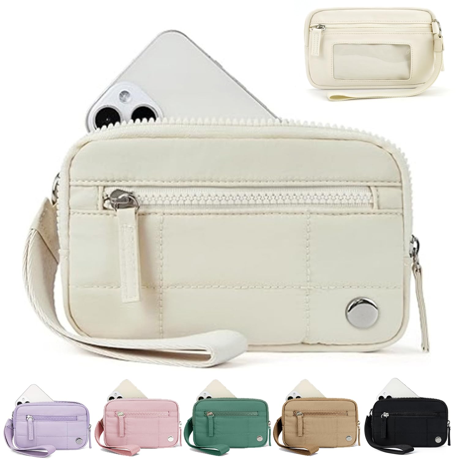 The Iris' Wallet 2nd Gen, Women's Waterproof Nylon Quilted 3 Zipper Purse Wallet With ID Window