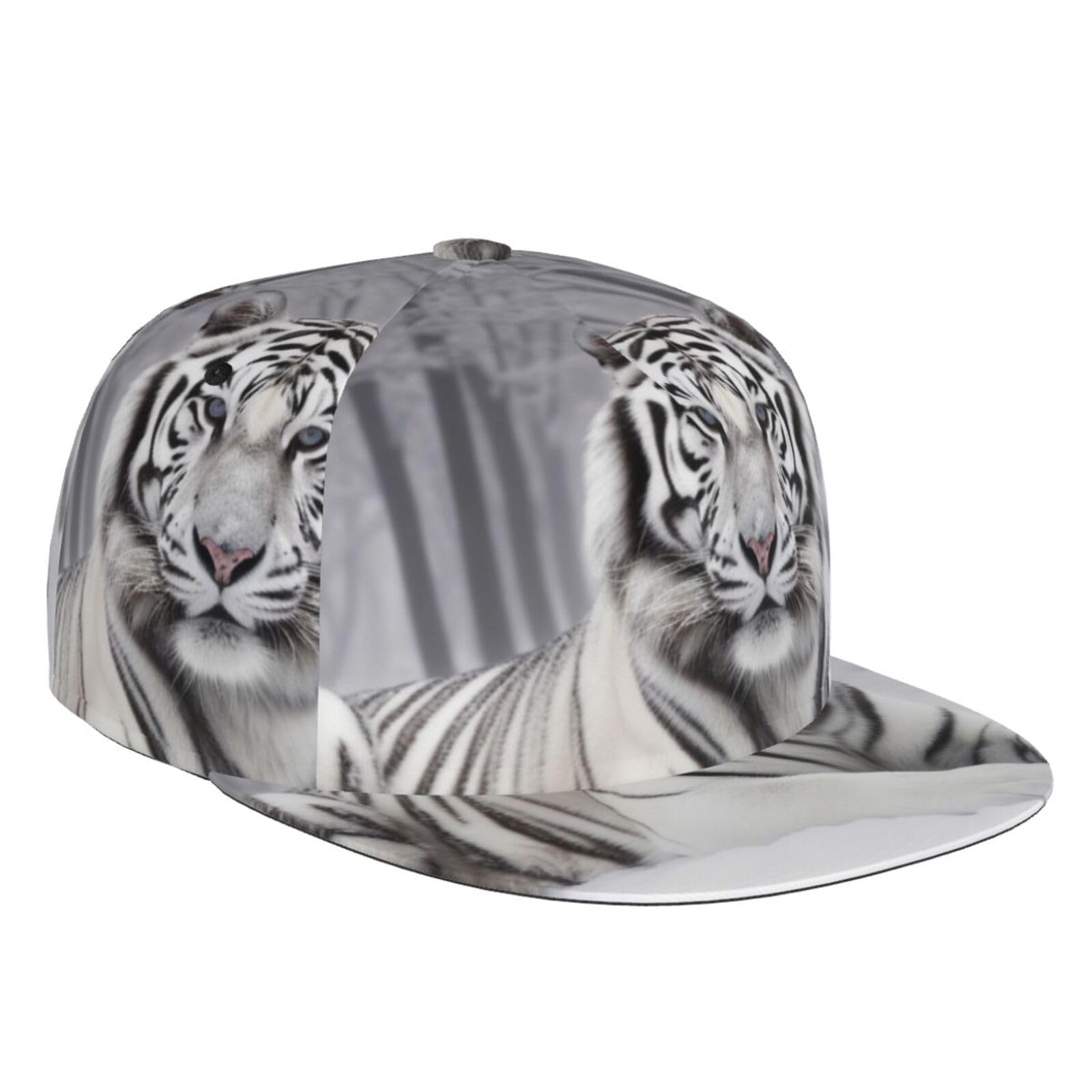 Dhnblqdp Unisex The Wild White Tiger Printed Baseball Cap Snapback Hat Cap Hip Hop Style Adjustable Flat Brim Hat