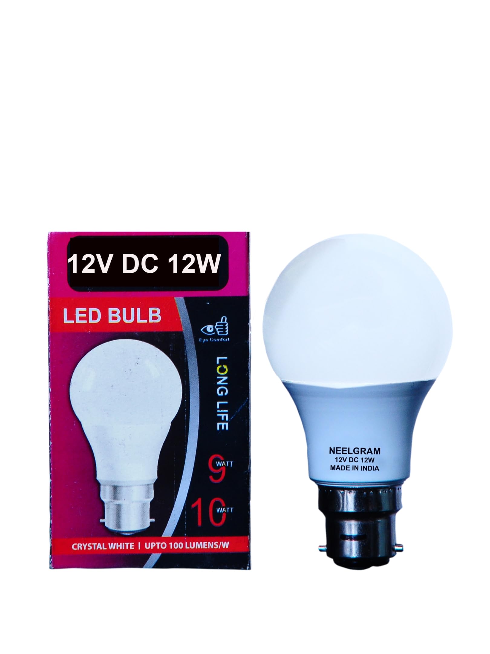 NEELGRAM 12 Volt DC Bulb/Battery Operated Bulb, 12 Watt, Inbuilt heat sink plate, B22 type holder base, Operates with 12 Volt Battery of any Capacity (Ah)-image-37