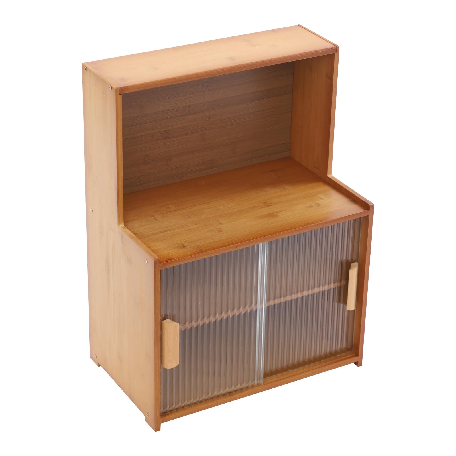 Armoire de rangement, petit buffet de cuisine en bambou pour plan de travail, armoire de cuisine avec porte coulissante et poignée pour pots à épices, ustensiles de cuisine et accessoires