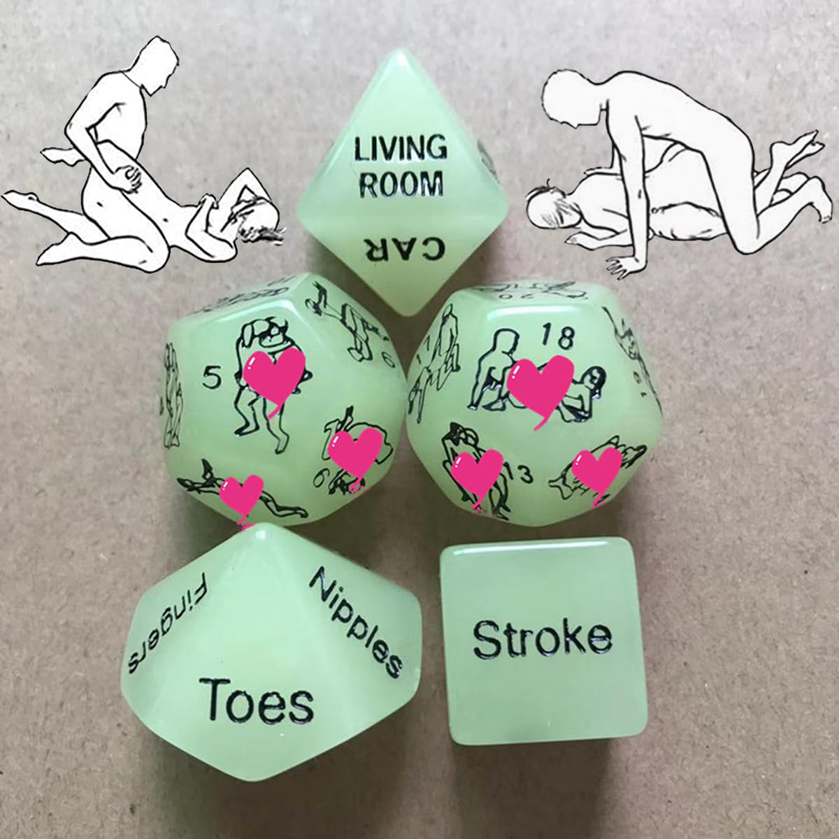 Dadi da gioco fosforescenti verdi per illuminare la notte con giochi e divertimento!