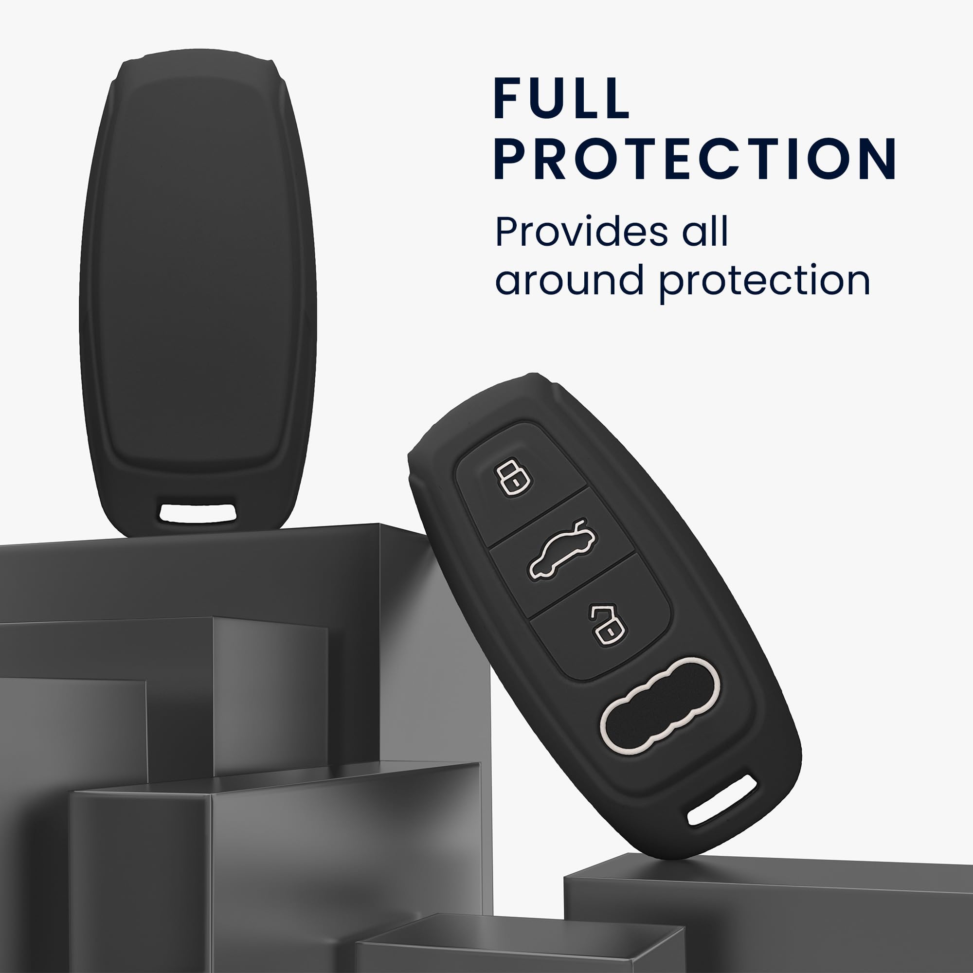 kwmobile Pokrowiec na kluczyk samochodowy kompatybilny z Audi A6 A7 A8 Q7 Q8 3-przyciskowy kluczyk samochodowy Keyless Case - Obudowa kluczyka samochodowego - Etui na klucze w kolorze matowej czerni