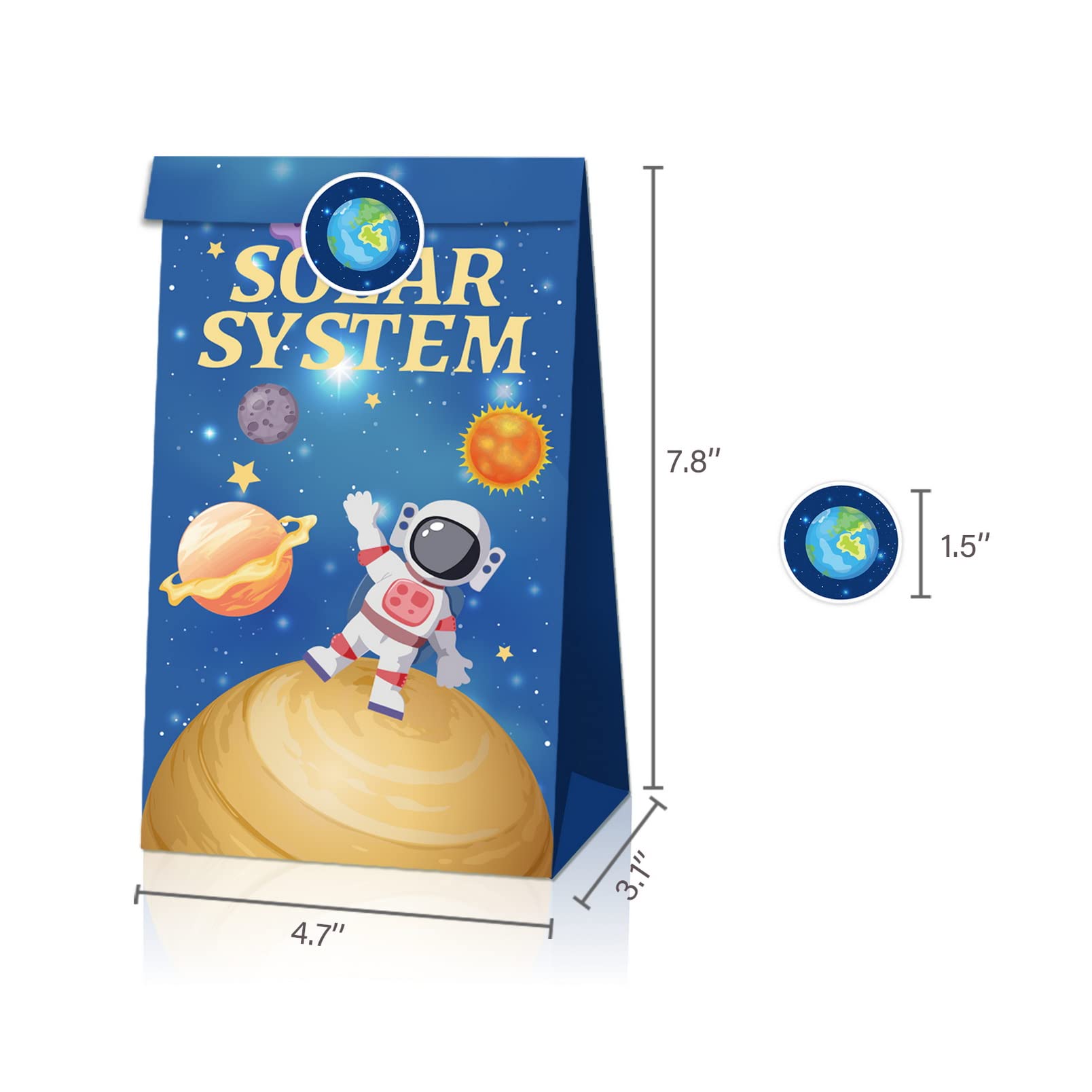 12 Sacchetti Regalo Per Feste A Tema Spaziale – Astronauta, Razzo E Galassia, In Carta Kraft, Con 18 Adesivi, Perfetti Per Caramelle E Regalini