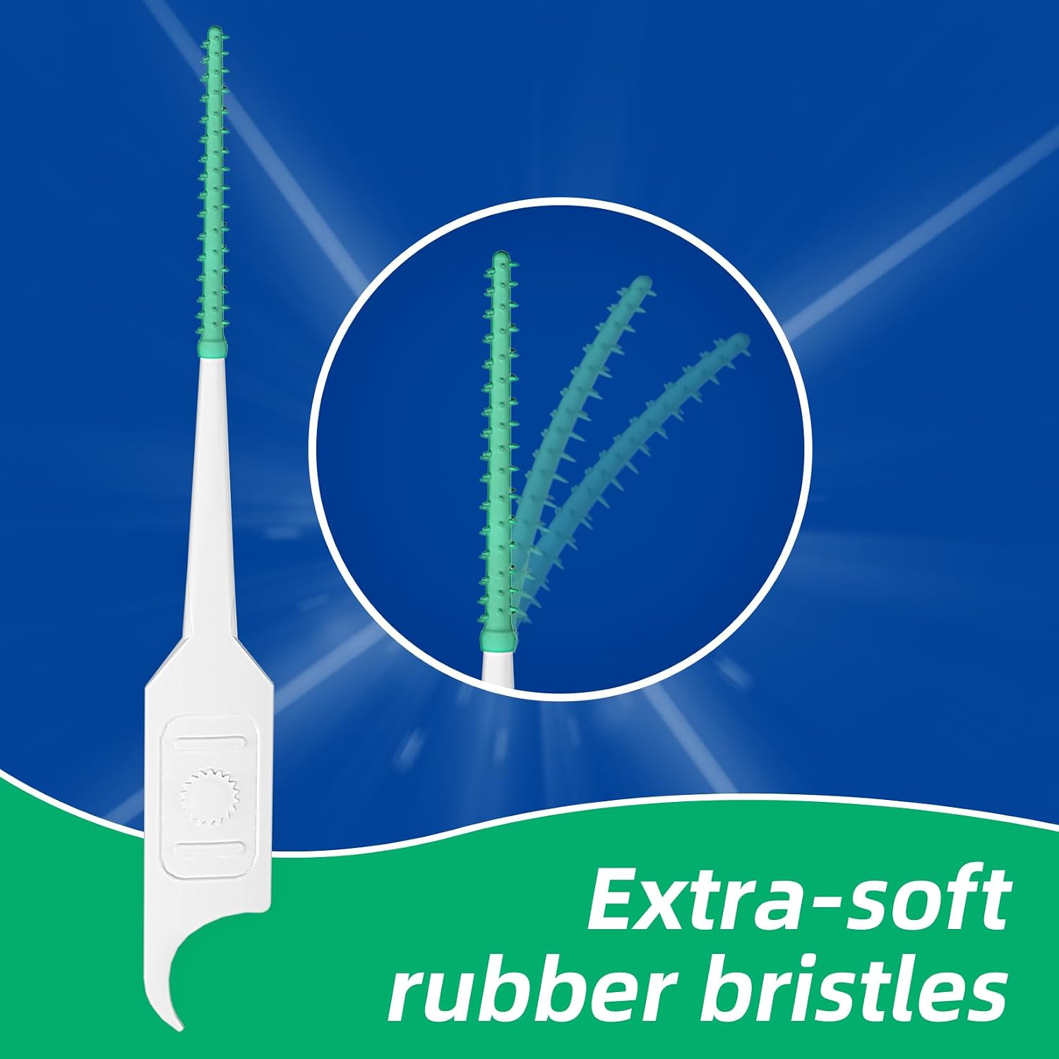 VINSULLA Soft Silicone Interdental Brushes, 300 Count | BPA-Free Flexible Dental Picks with Travel Case for Gentle Teeth Cleaning, Green
