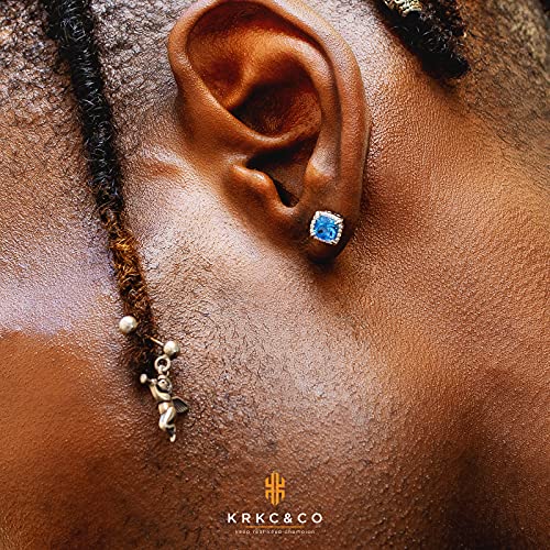 KRKC&CO Earrings for Men, Sterling Silver, Birthday Gift for Men, 14K/White Gold Studs, Iced Out Earring, Hypoallergenic Ear, 5A CZ Stones, Fathers Day, Party Jewerly2