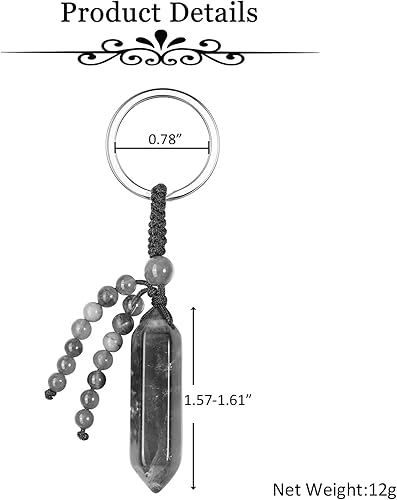 Miniatura 5 de MANIFO Llavero de cristal natural con 7 chakras de piedras preciosas curativas de punta hexagonal para mujeres y hombres, Rosa Cuarzo