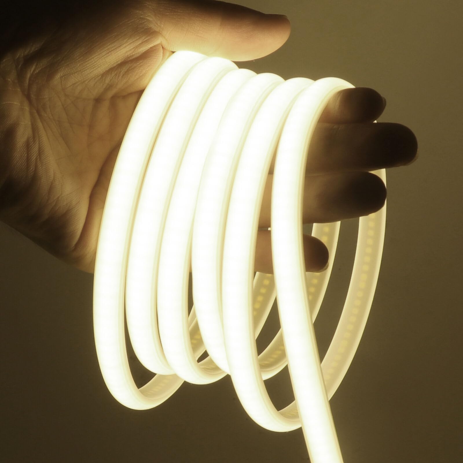 KISUFU COB LED Strip Light, AC 220V-240V IP65 Waterproof 288 LEDs/m 50cm Cuttable Neon Rope Light for Bathroom Cupboard Kitchen Building Lighting Decoration.