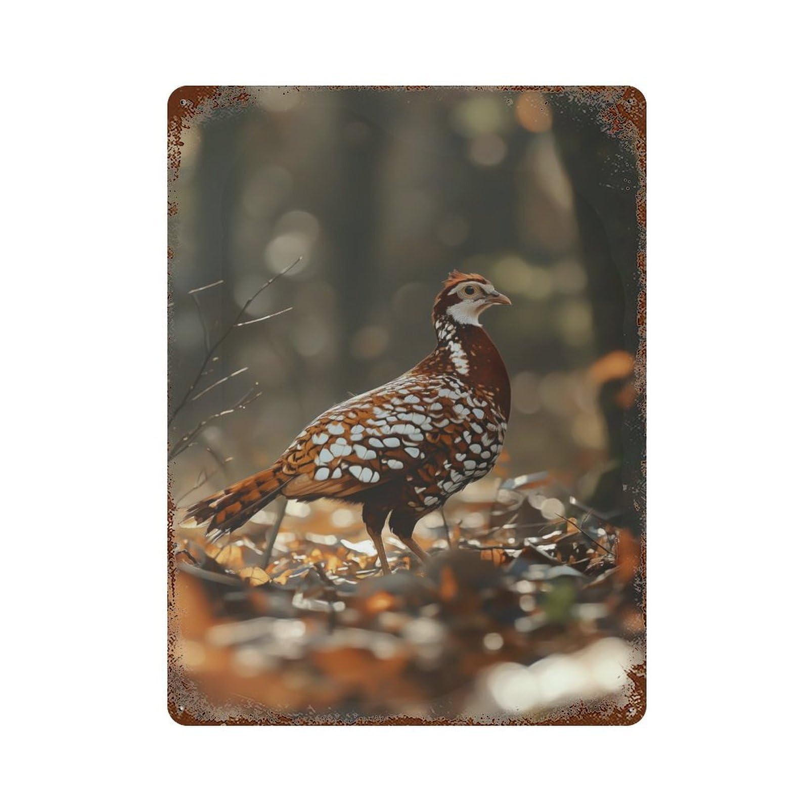 Grouse Bird in The Forest Vintage Rust Metal Sign 15.7"x11.8", for Pub, Kitchen And Man Cave Decor, Rustic Home Decor
