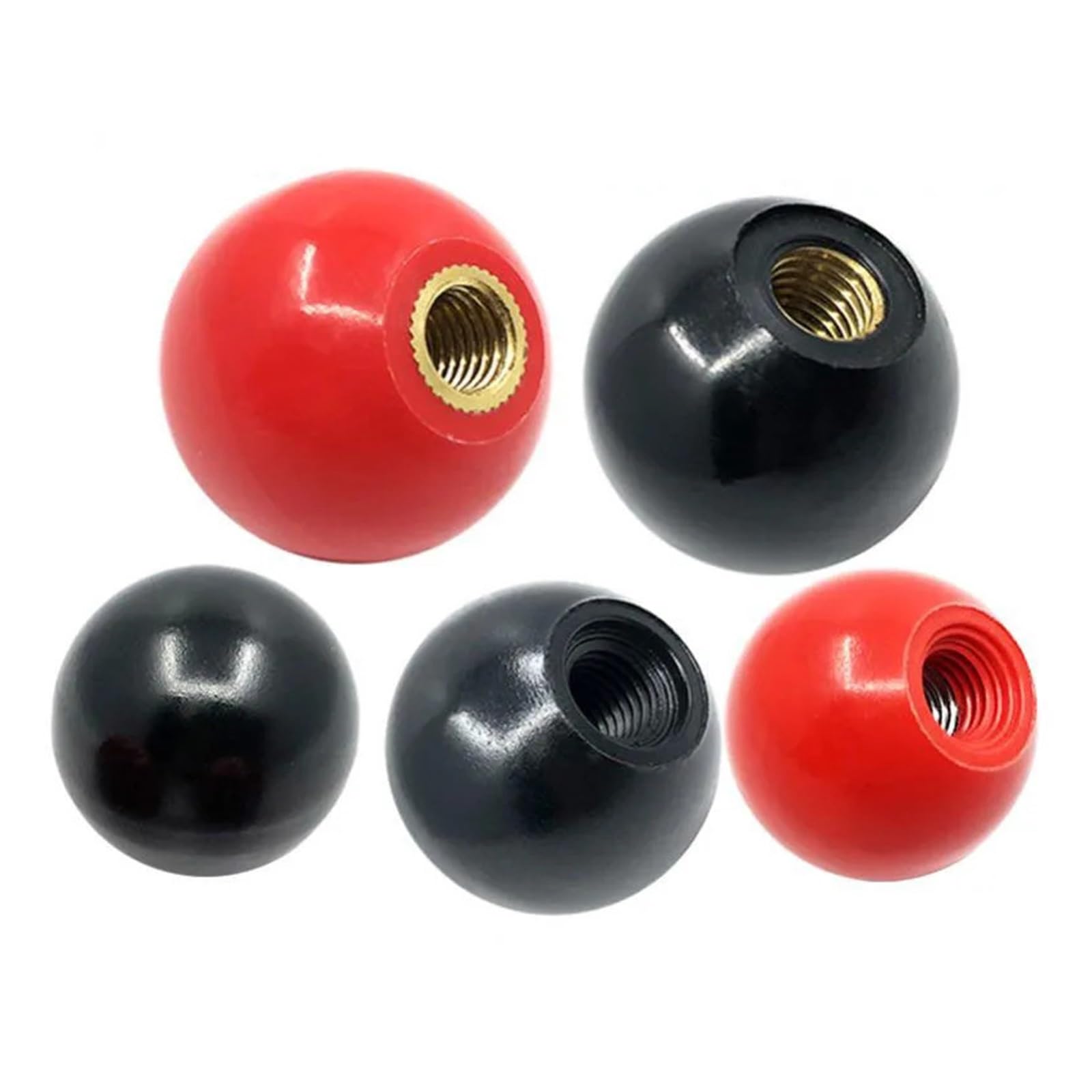 TARONIX Bakelite Round Ball Knob 1pcs Red/Black Copper core bakelite Handle Ball Plastic Mechanical Operating Rod Ball Head Handle(Black M12x40)