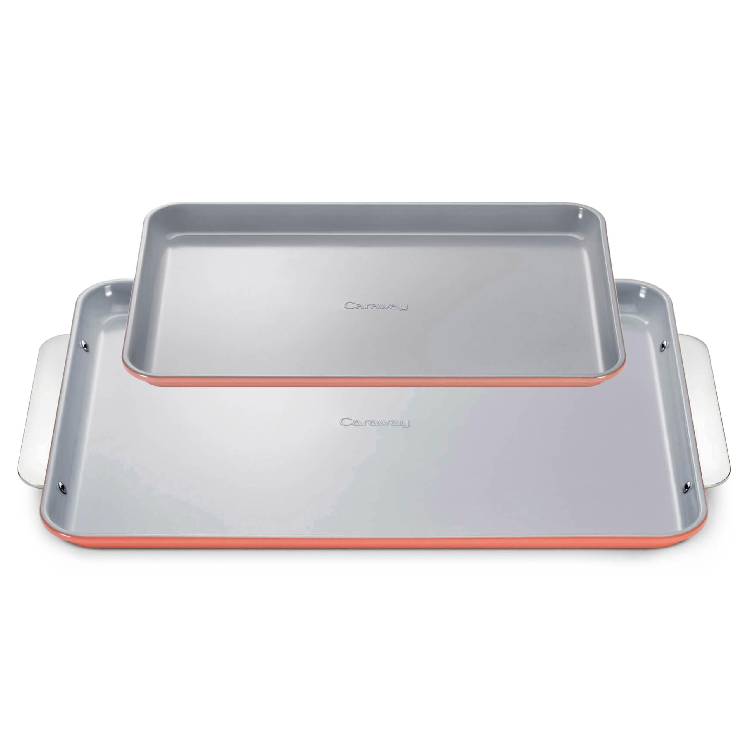 Caraway Non-Stick Ceramic Baking Sheet Duo - Naturally Slick Ceramic Coating - Non-Toxic, PTFE & PFOA Free - 18 x 13" Large & 15 x 10" Medium - Perracotta