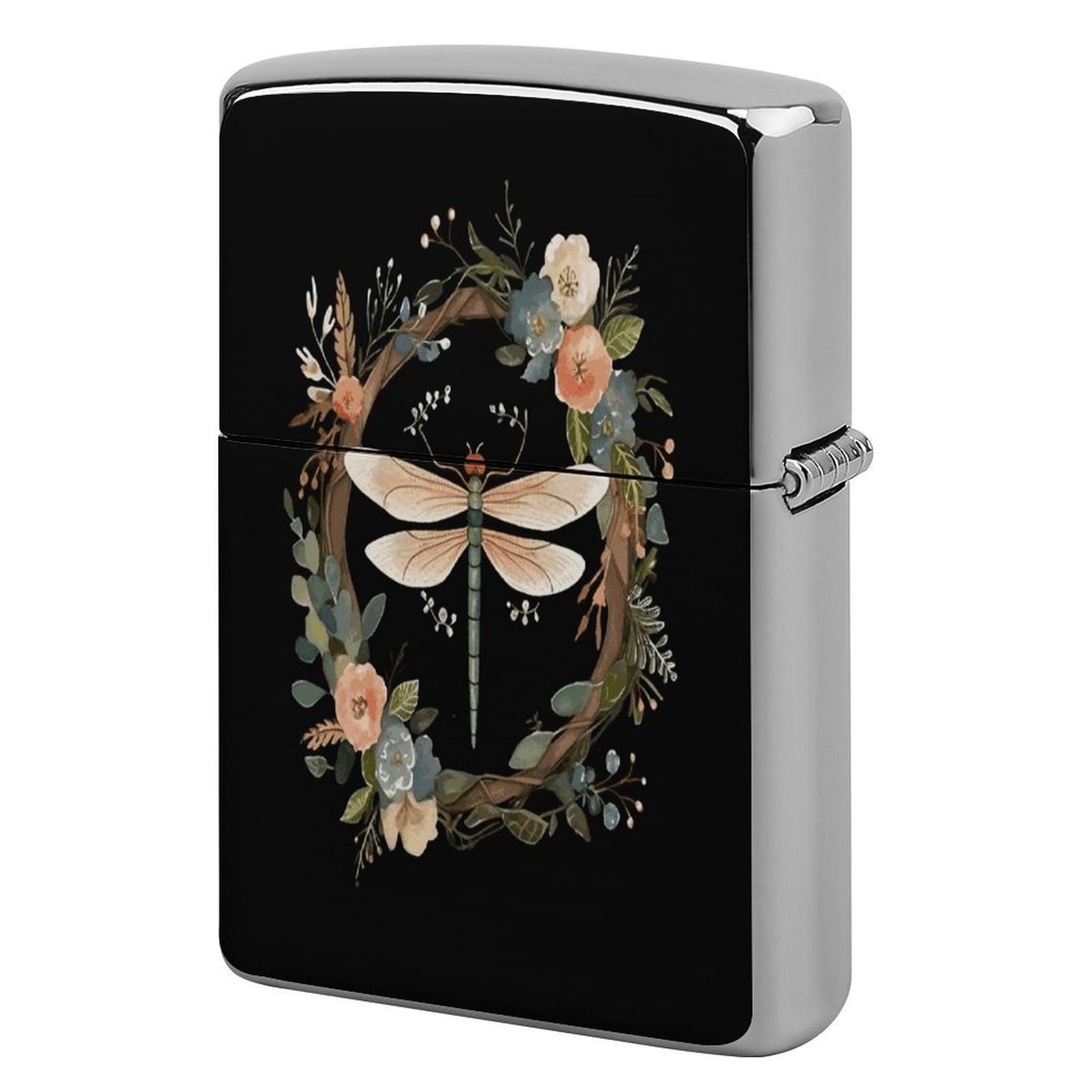 Btcowzrv Style Image Of Dragonfly In Wreath Metal Lighter Case Sleeve Cover Holder