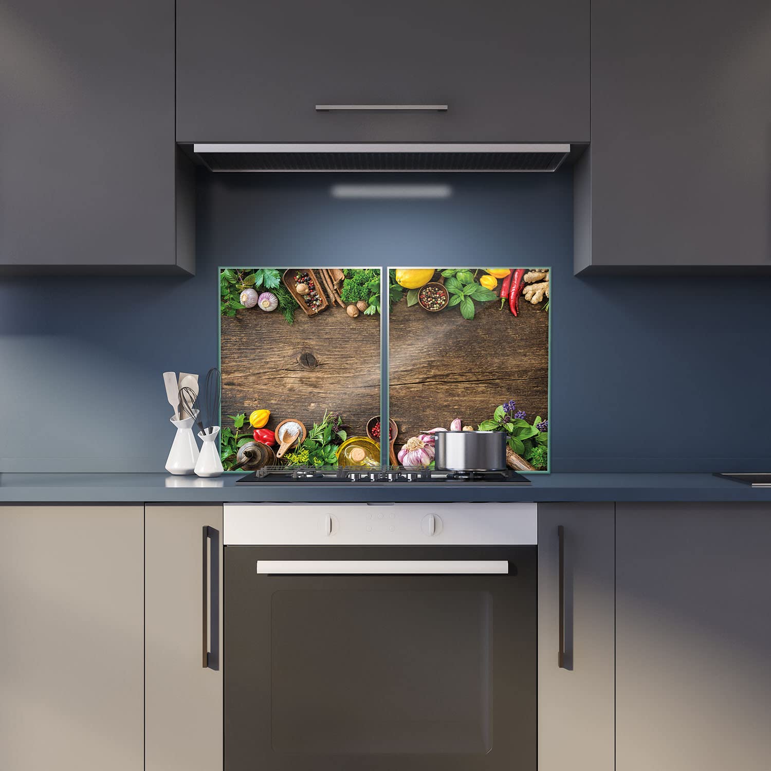 decorwelt | Herdabdeckplatten 2x40x52 cm 2-Teilig Gemüse Bunt Ceranfeldabdeckung Universal Spritzschutz Glas Deko Elektroherd Induktion für Kochplatten Herdschutz Schneidebrett Sicherheitsglas