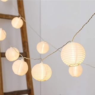 Vigdur Lantern String Lights Waterproof Connectable Nylon Hanging Lanter...