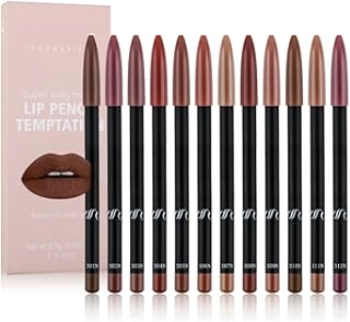 12 Colors Brown Lip Liner Set for Women - Dark Red Nude Waterproof Lip Liner Pencils for Defining & Filling Lips, Long-Las...