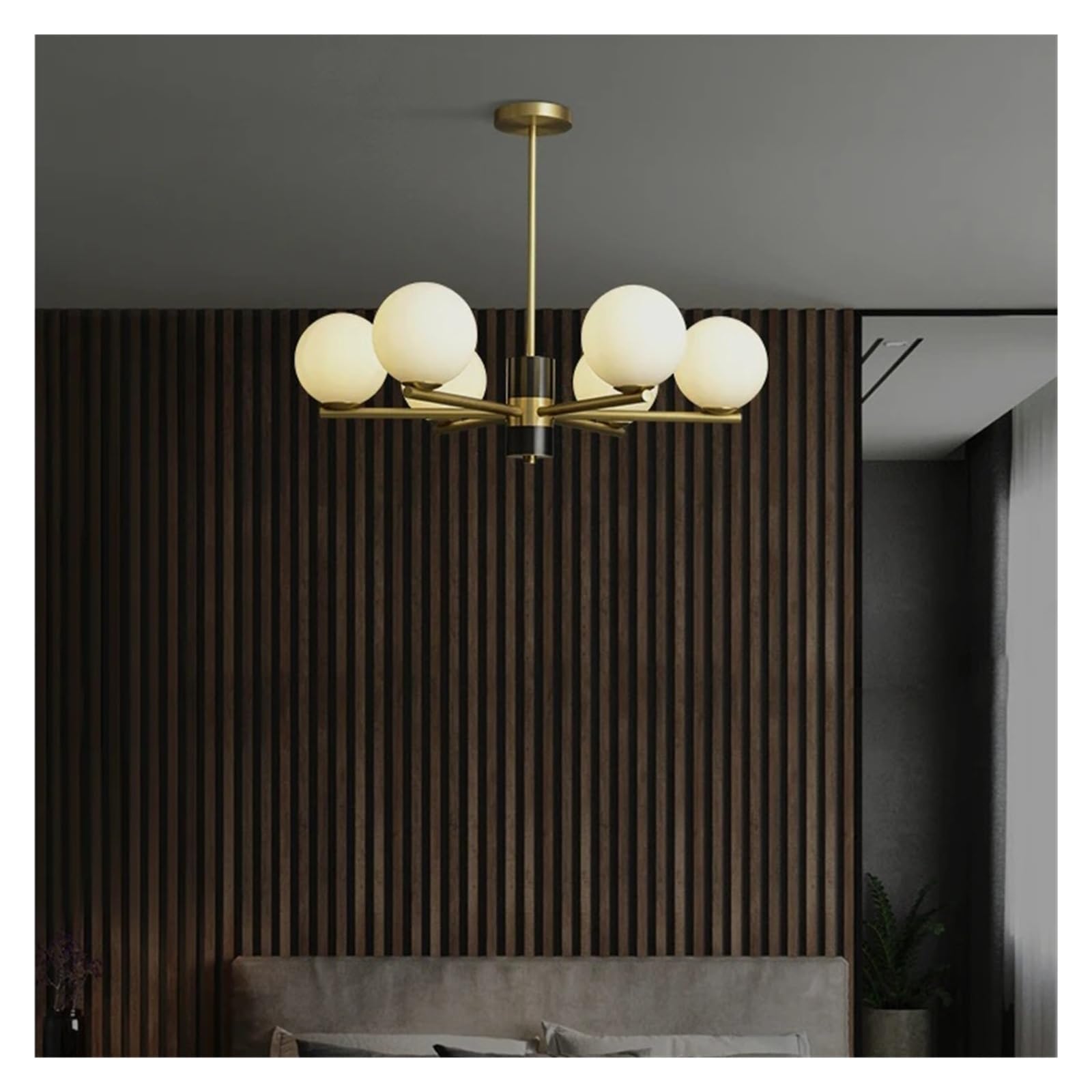 Copper Led Chandelier for Living Room Bedroom Kitchen Study Modern Nordic Black Gold Lamp Glass Ball Pendant Light, Ceiling Lighting
