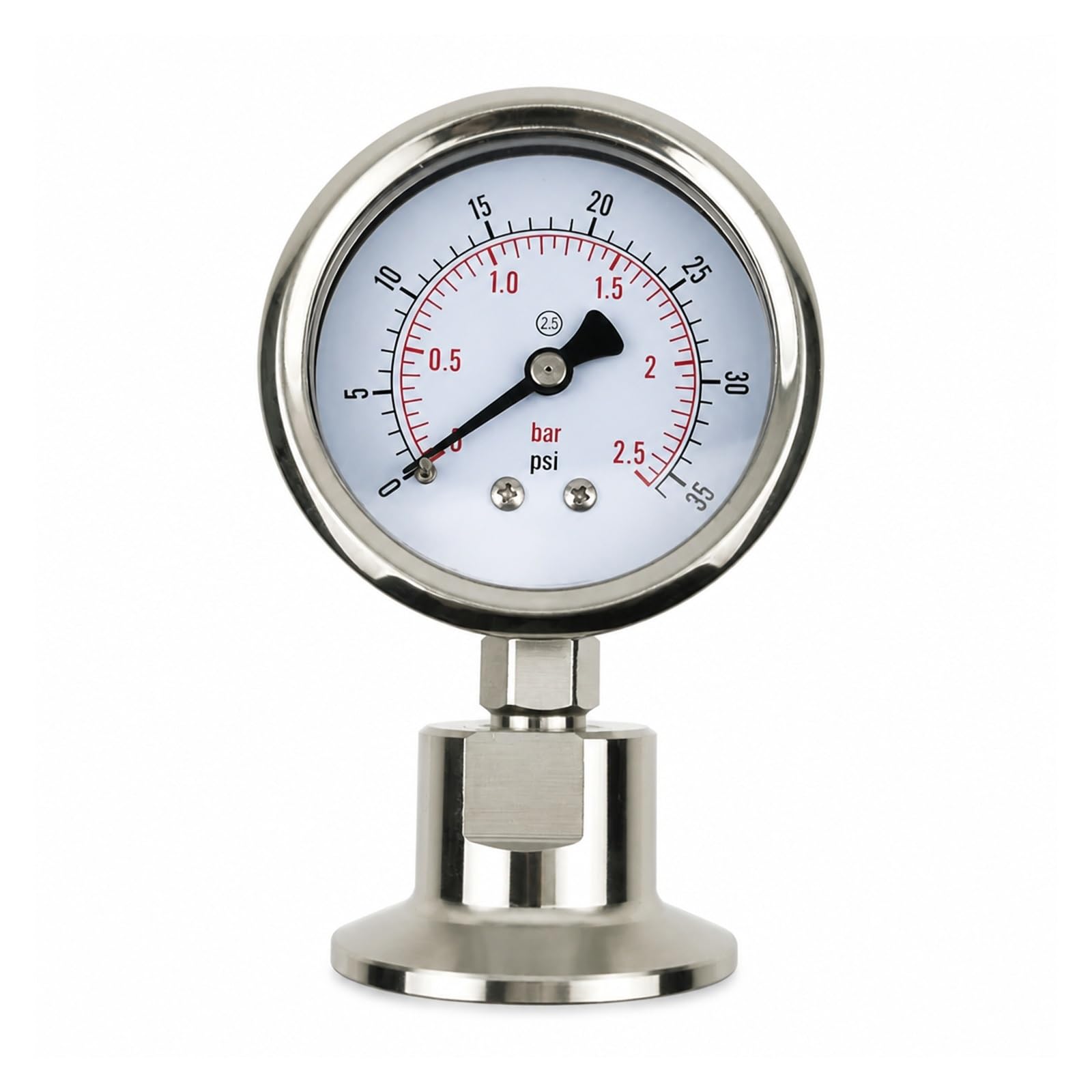 Ciśnieniomierz, Manometr Membranowy Ze Stali Nierdzewnej SS316L | TC50,5 Mm/64 Mm, Bar/psi, Psi/mpa, Korpus SS304, Model YTP60BF(TC64mm 0-6bar)
