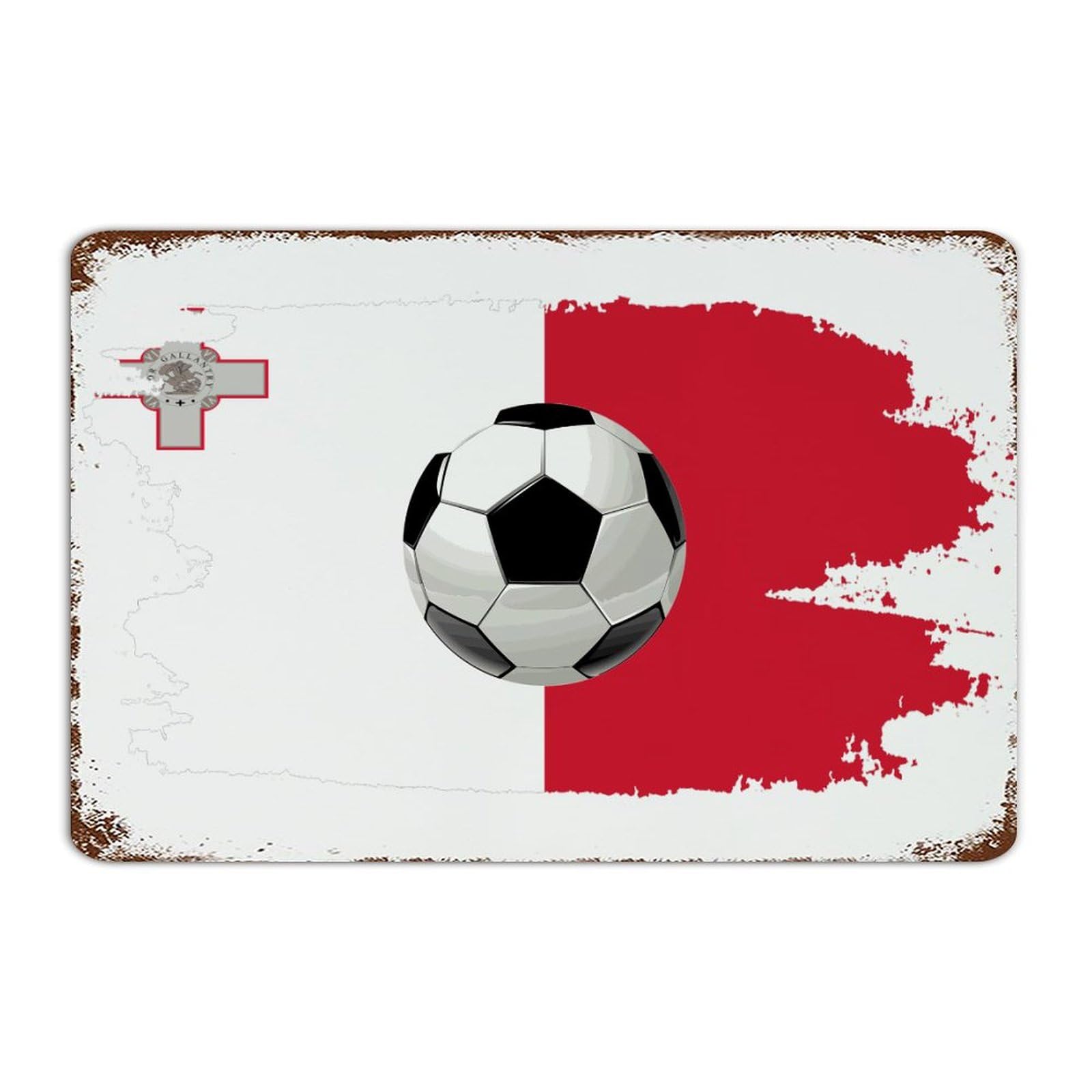 Plaque en métal football Malte 30,5 x 45,7 cm pour décoration murale
