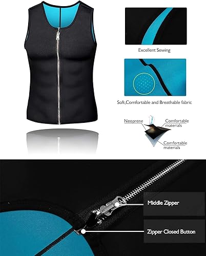 Miniatura 2 de NonEcho - Chaleco de entrenamiento para pérdida de peso, faja de cintura de neopreno para hombre, camiseta sin mangas, moldeador, adelgazante