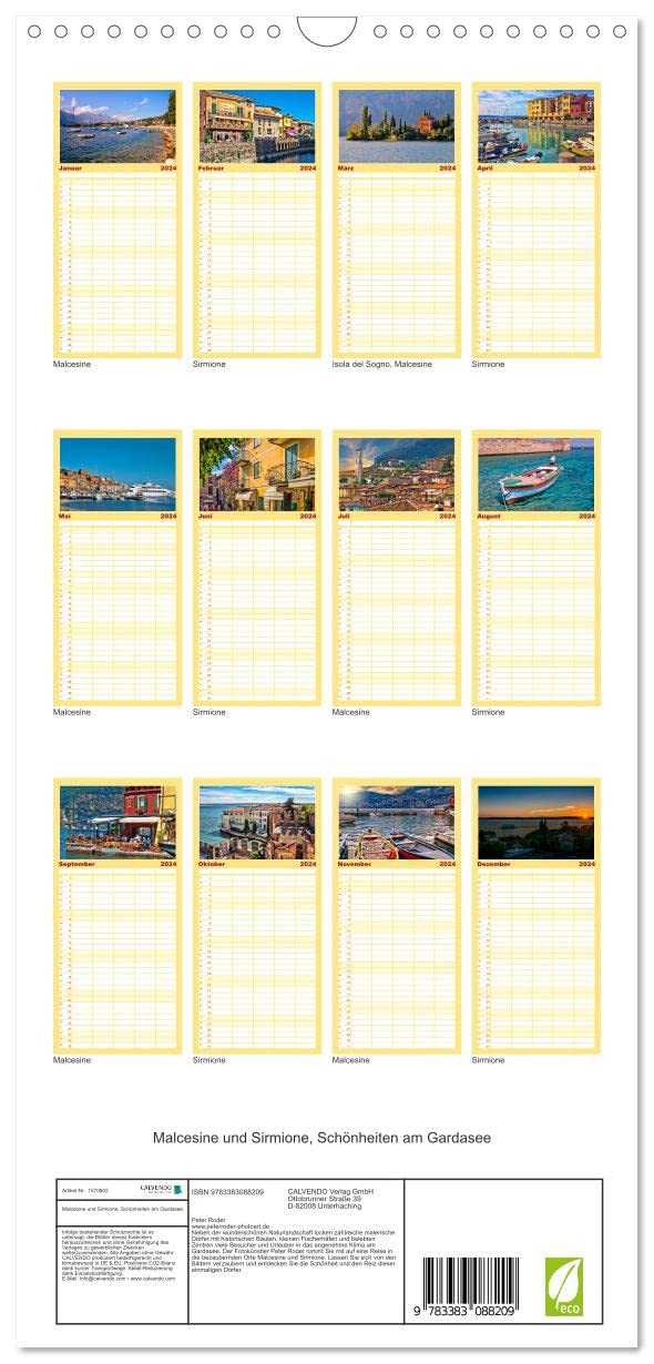 Familienplaner 2024 - Malcesine und Sirmione, Schönheiten am Gardasee mit 5 Spalten (Wandkalender, 21 cm x 45 cm) CALVENDO: Eine Reise in die ... Malcesine am Lago di Garda. (CALVENDO Orte)