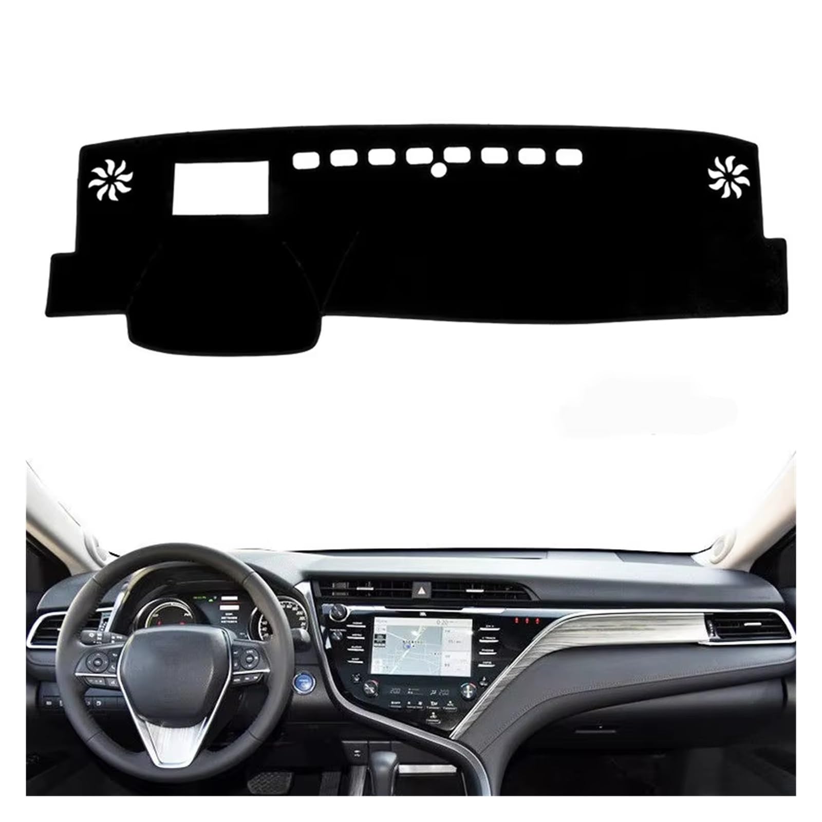 Center Konsole Für Toyota Für Camry XV70 2018-2024 Zubehör Auto Dashboard Abdeckung Matte Pad Anti-Uv Dashmat Sonnenschirm Teppich Armaturenbrett Matte Interior | RHD With HUDBlack(Black Edge)