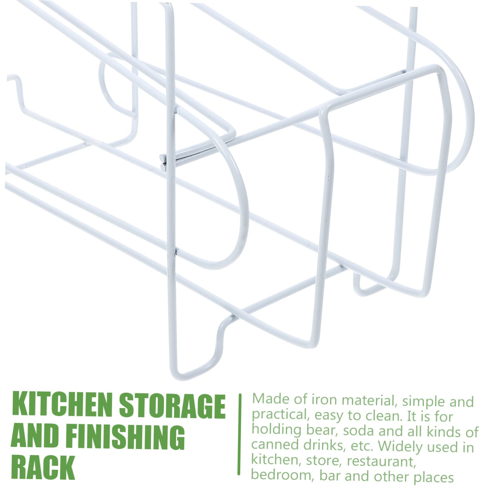Mikinona 1pc Iron Beer Holder Rack Portable Storage Organizer for Cans Sturdy Design for Kitchen Fridge Bar Living Room White