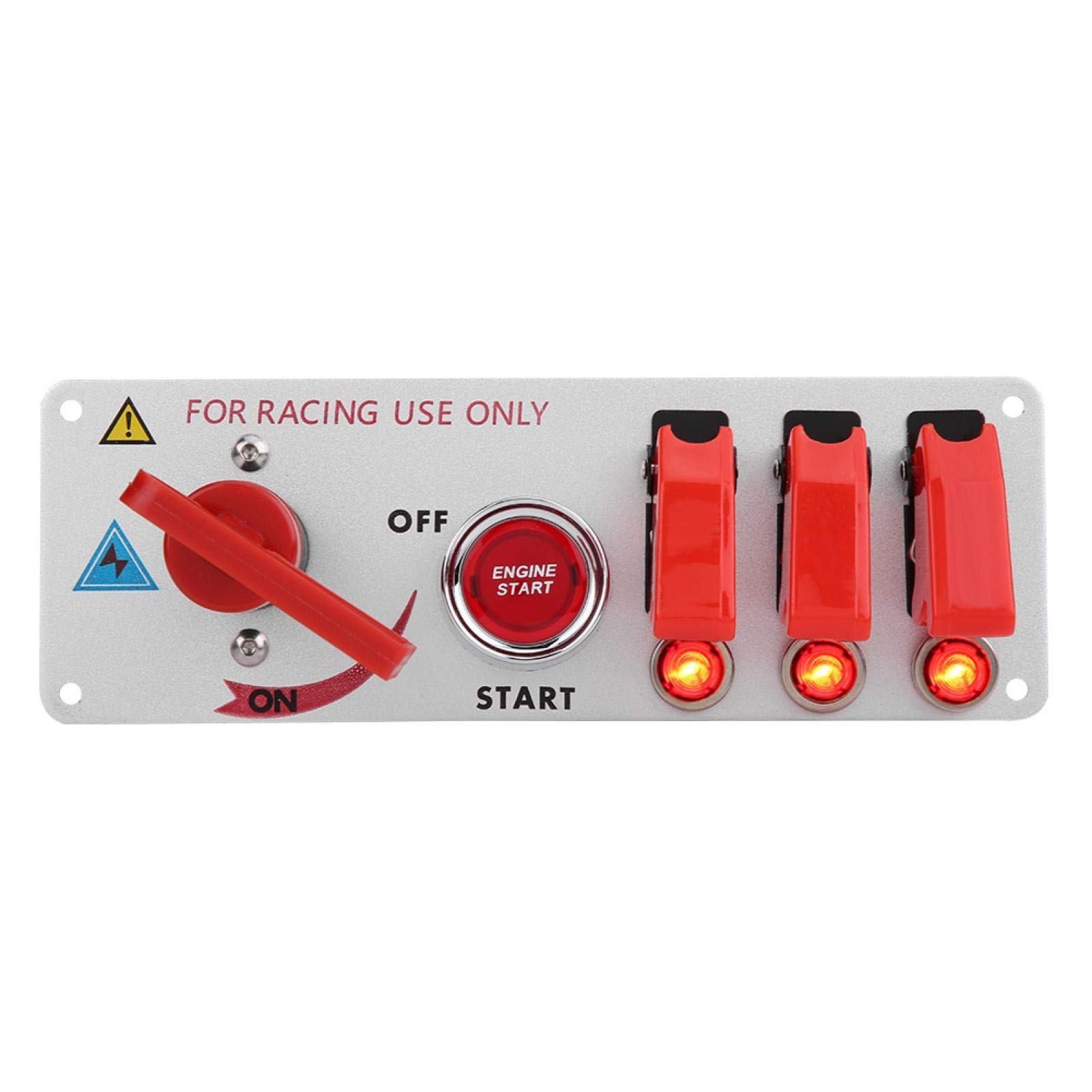 Panel de interruptor de encendido de coche de carreras, Panel de interruptor de encendido de coche de carreras de 12 V Panel de palanca de botón LED de arranque del motor