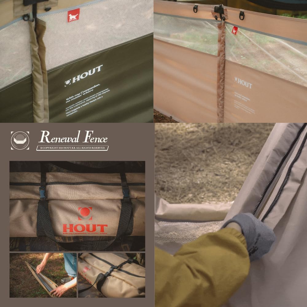 Portable Outdoor Dog Fence, Lightweight Fabric Pen, RV Camping (Khaki Brown)