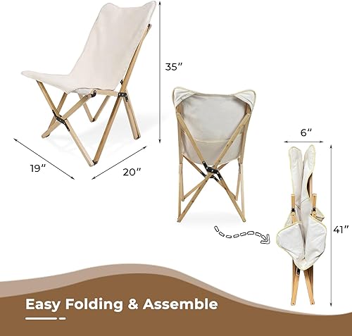 Miniatura 2 de Bathonly Paquete de 2 sillas plegables para acampar al aire libre, silla de playa con bolsillo trasero y bolsa de transporte, silla reclinable