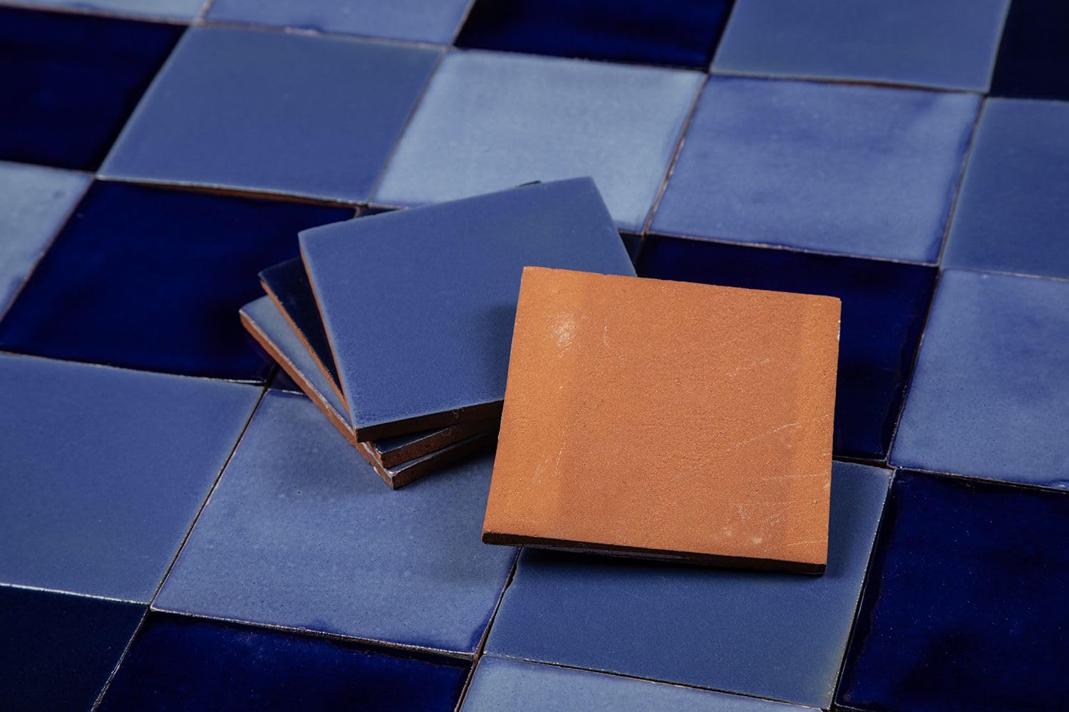 Cerames Azula de mosaico de un solo color azula- mosaico de azulejos de cerámica mexicana, azulejos mexicanos para cocina, baño, ducha, pared posterior de cocina, un paquete de 90 azulejos 10,5 x 10,5