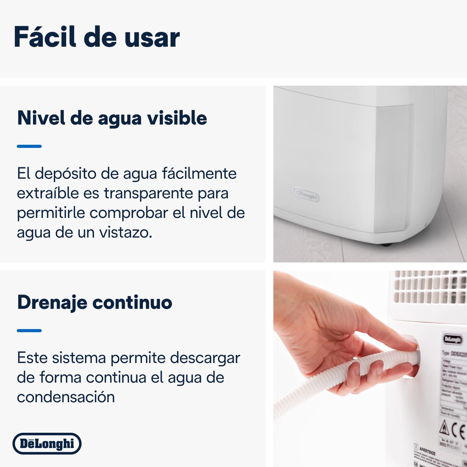 De'Longhi Tasciugo Ariadry Multi DDSX220 osuszacz powietrza – elektryczny osuszacz powietrza i oczyszczacz powietrza, mobilne i ciche urządzenie z funkcją prania, przyjazny dla środowiska, szary