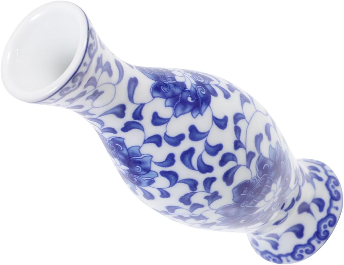 CATIEBYE Vintage Blue & White Hand-Painted Ceramic Chinoiserie Vase - Chinese Porcelain Flower Holder for Living Room Office Decor