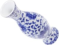 CATIEBYE Vintage Blue & White Hand-Painted Ceramic Chinoiserie Vase - Chinese Porcelain Flower Holder for Living Room Office Decor