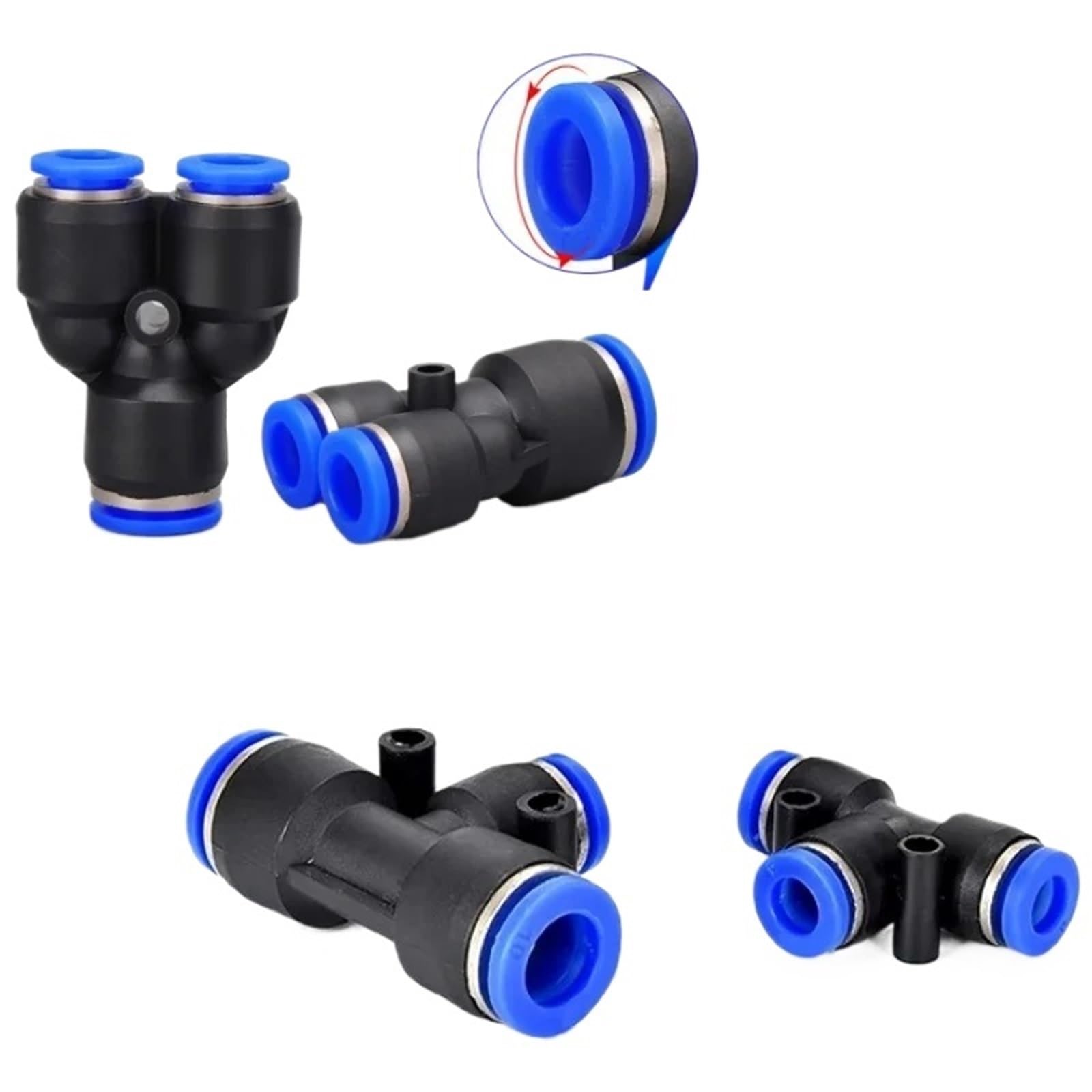 Empuje la válvula de bola de conexión, Manguera de aire neumática/Conexiones de tubo Conector rápido Plástico 4-12 mm 5/10 piezas(Sa(5pcs),10mm)