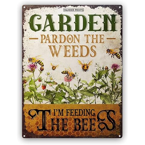 Wander Prints Christmas Gifts for men, women gardener, garden lovers - Birthday Gifts For Mom, Dad, Grandma, Grandpa - Bee housewarming Gift Metal Sign Cover