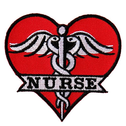 NURSE HEART, High Thread Embroidered Iron-On / Saw-On, Heat Sealed Backing Rayon PATCH - 3