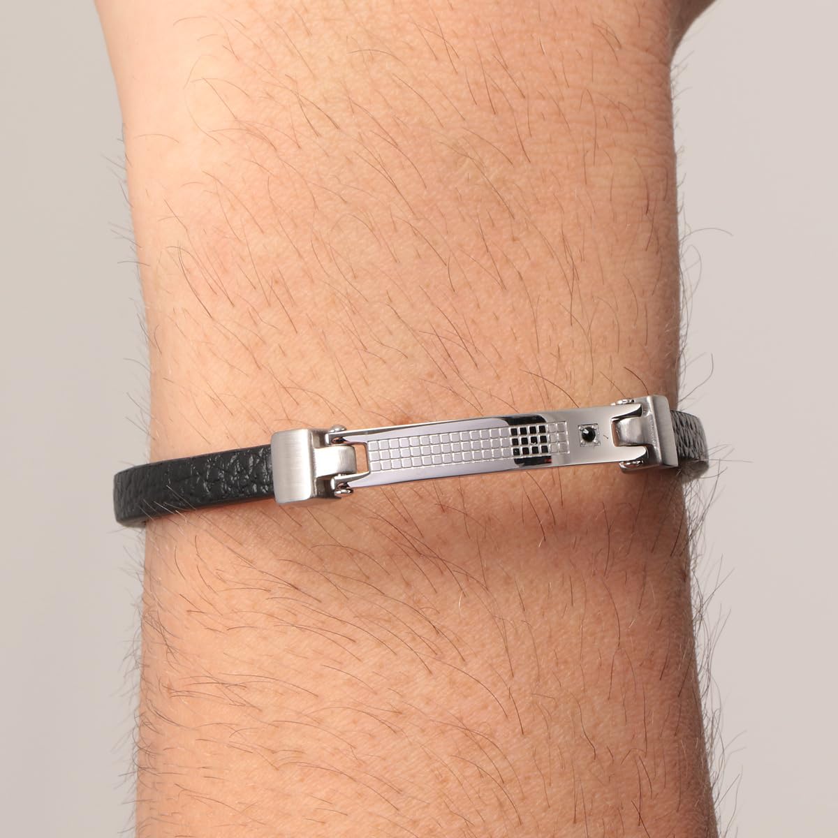 Morellato Bracciale da uomo, Collezione Moody, in Acciaio, cristalli, pelle - SQH26