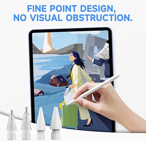 Miniatura 6 de KLASHE Paquete de 4 puntas de repuesto para lápices, puntas de lápiz Apple duraderas mejoradas con caja portátil, compatibles con Apple Pen de 2