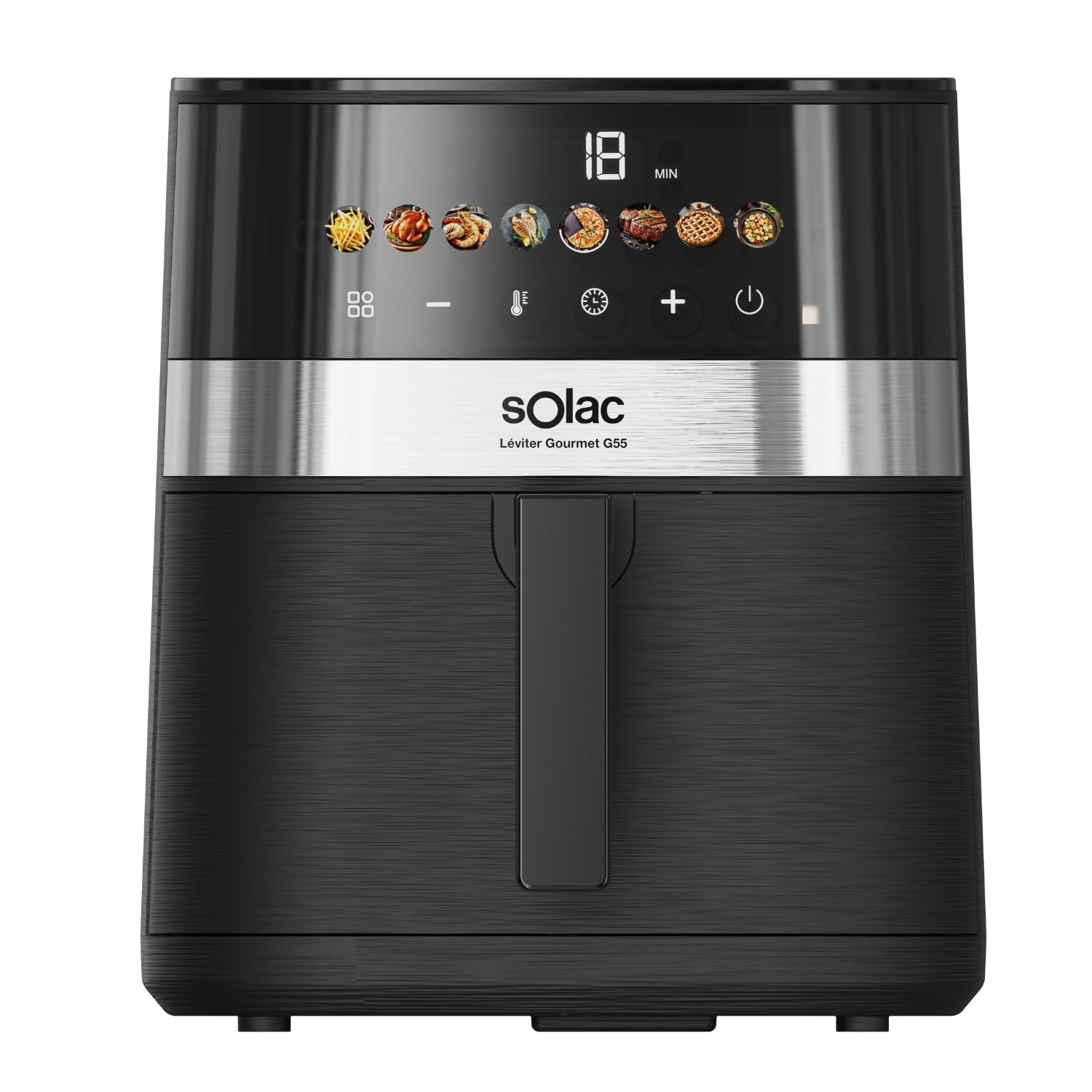 Solac – Freidora sin aceite Léviter Gourmet G55 | 5,5L | 8 Programas | Pantalla digital | Temp. ajustable 80-200°C | Temporizador 60 min | Interior metálico | Recubrimiento antiadherente