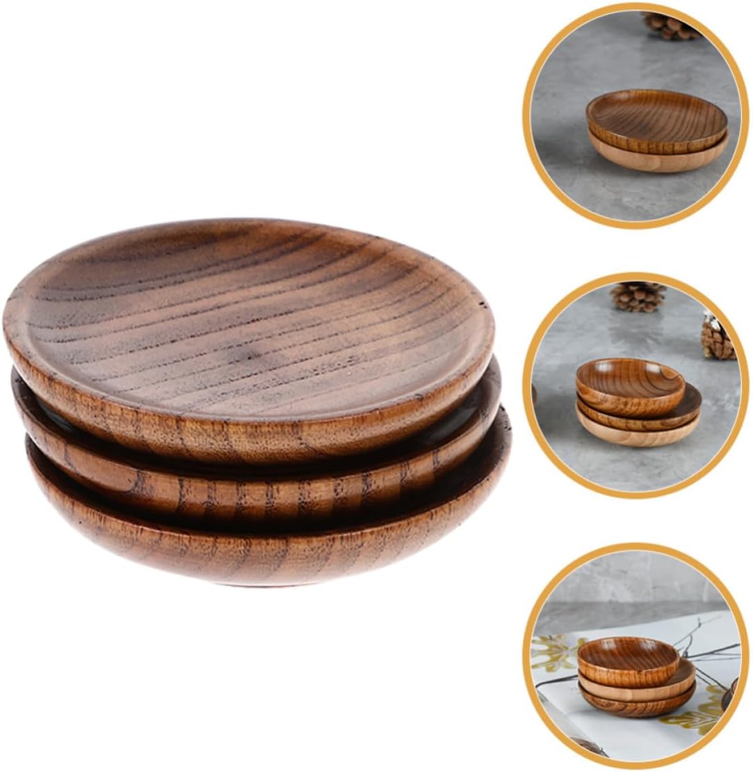 LABRIMP 5pcs Wooden round Shaped Mini Bowls for Christmas Xmas Sauce Dish