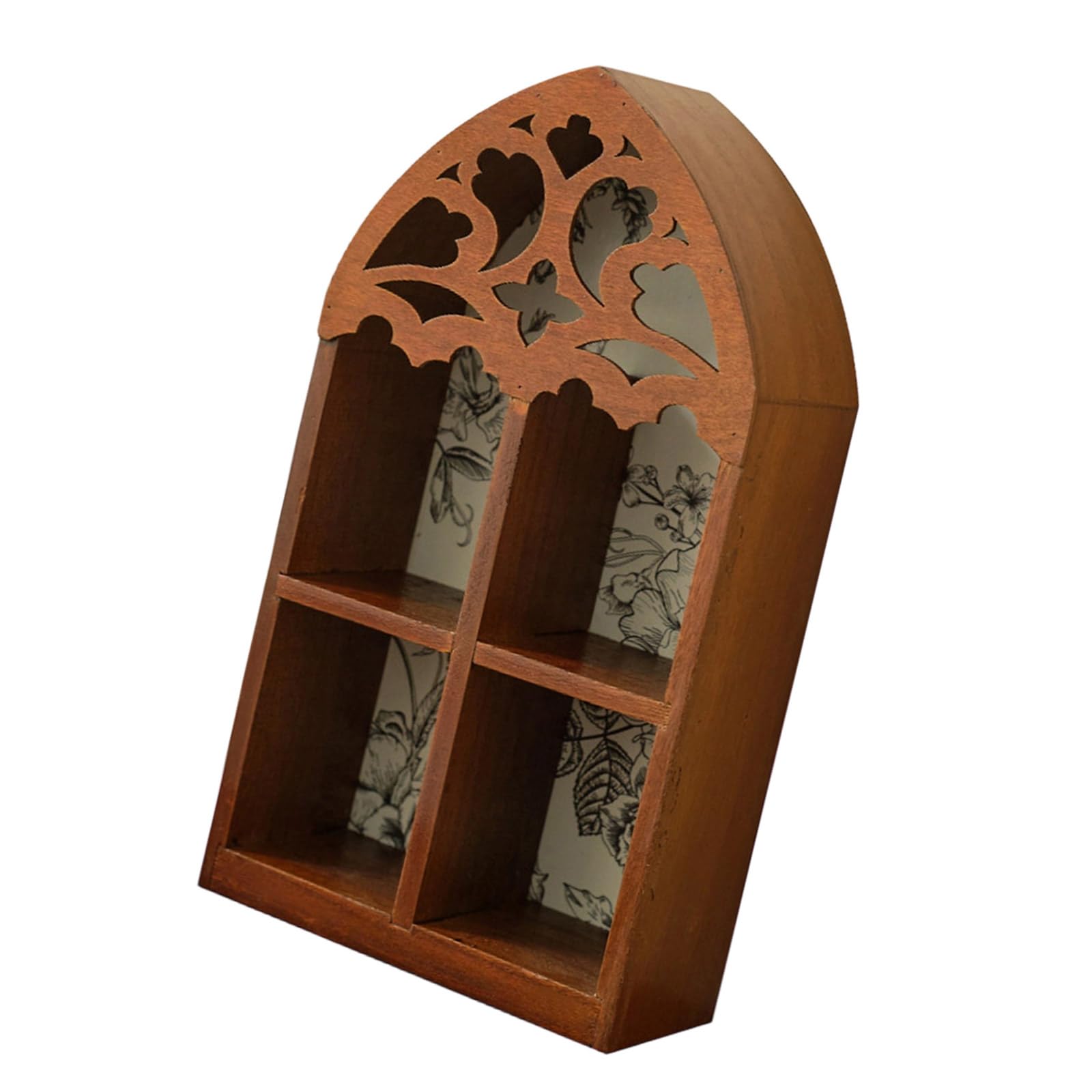 HZBB French Quatrefoils Floating Shelf with Intricate Carvings MultiTier Wall Mounted Home Decoration Unique Gift Wood Multilayer Wall Shelf
